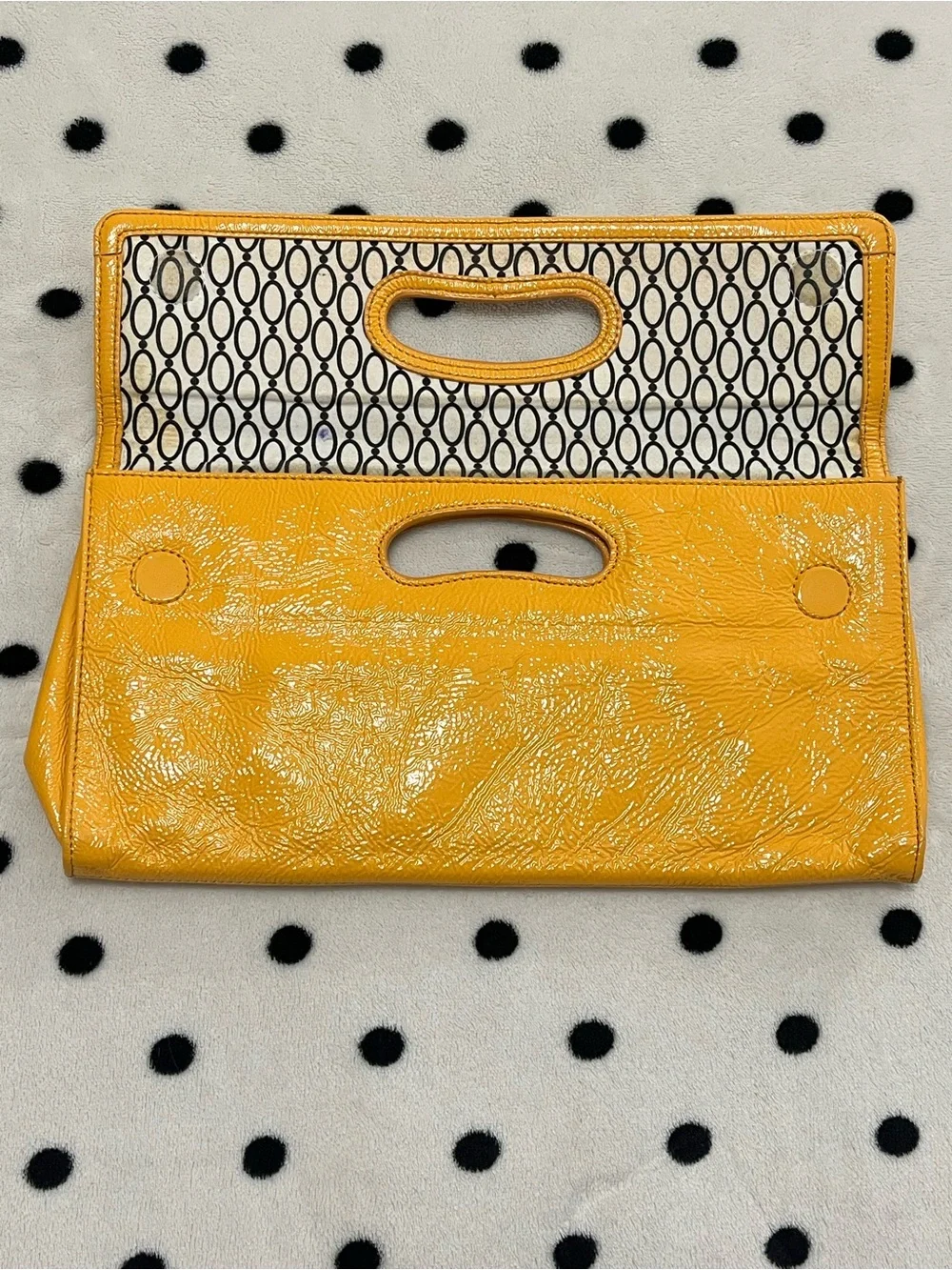 HOBO International Y2K Katrina Mustard Patent Leather Clutch